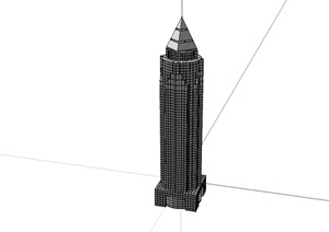 某现代风格办公塔楼大厦建筑设计SU(草图大师)模型