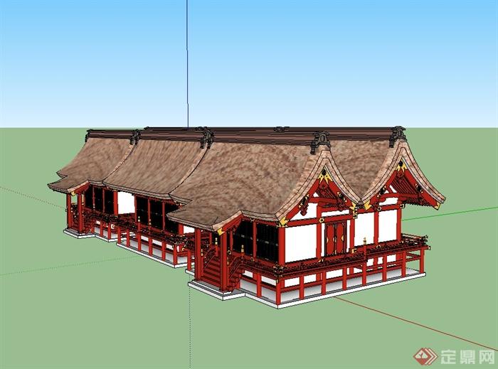 某古典中式风格民居建筑楼su模型(1)