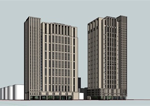 某精致现代风格高层办公商业综合建筑设计SU(草图大师)模型