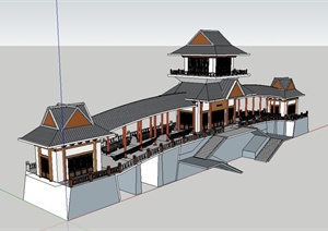 中国古典景点古建筑设计SU(草图大师)模型