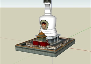 某东南亚风格独特旅游景区建筑SU(草图大师)模型