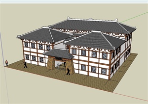 中国古典中式风格博物馆建筑SU(草图大师)模型
