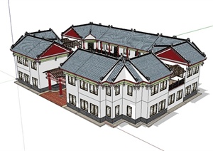中国古典民居住宅楼建筑SU(草图大师)模型