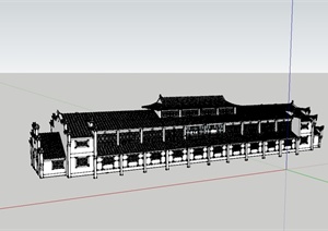 中国古典中式风格商业楼建筑SU(草图大师)模型