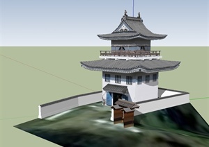 中国古典塔阁楼古建筑SU(草图大师)模型