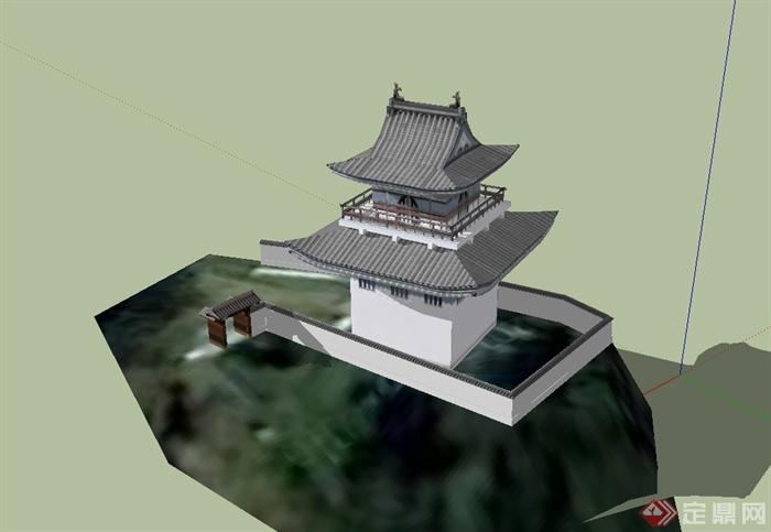 中国古典塔阁楼古建筑su模型(3)