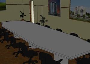 某现代风格室内会议室设计SU(草图大师)模型