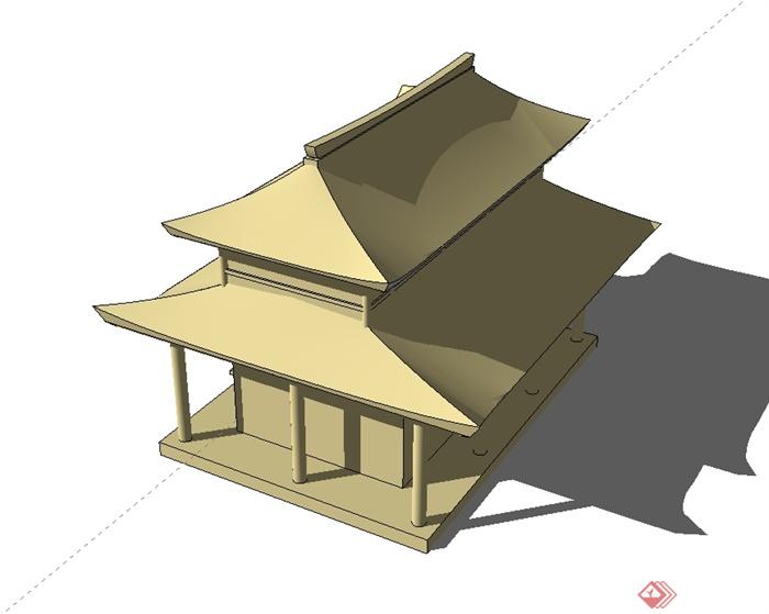 某古典中式风格两层民居建筑su模型(3)
