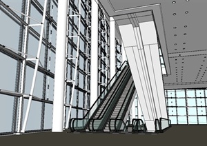 某现代风格商场手扶自动电梯设计SU(草图大师)模型