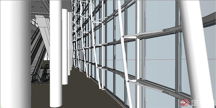 某现代风格商场手扶自动电梯设计SU模型(3)