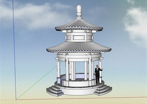 中国古典中式重檐亭设计SU(草图大师)模型