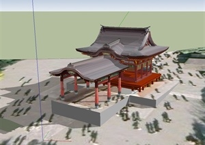 中国古典中式亭廊设计SU(草图大师)模型