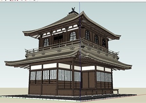 某古典中式风格阁楼式住宅建筑设计SU(草图大师)模型