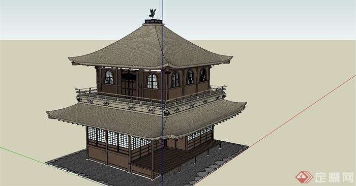 某古典中式风格阁楼式住宅建筑设计SU模型(2)