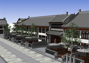 某古镇商业街详细建筑楼设计SU(草图大师)模型
