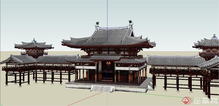 某古典中式风格亭廊组合设计SU贴图模型(4)