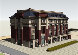 欧式风格办公楼多层建筑设计SU(草图大师)模型