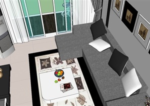 某现代风格完整室内家装设计SU(草图大师)模型