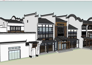 某古典中式风格精美商业街建筑设计SU(草图大师)模型