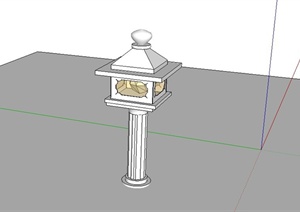某现代中式风格庭院灯设计SU(草图大师)模型