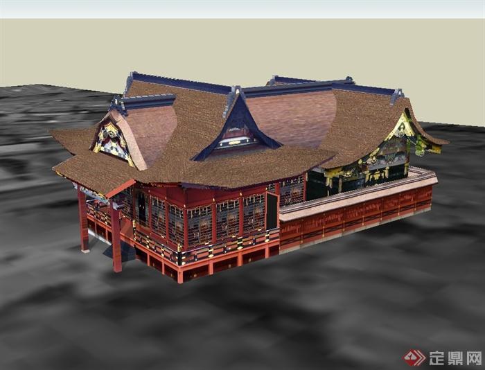 中国古典餐饮建筑楼设计su模型(2)
