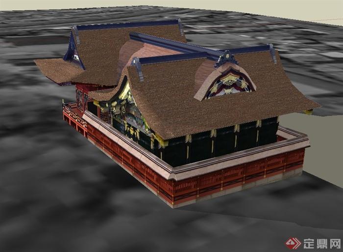 中国古典餐饮建筑楼设计su模型(3)