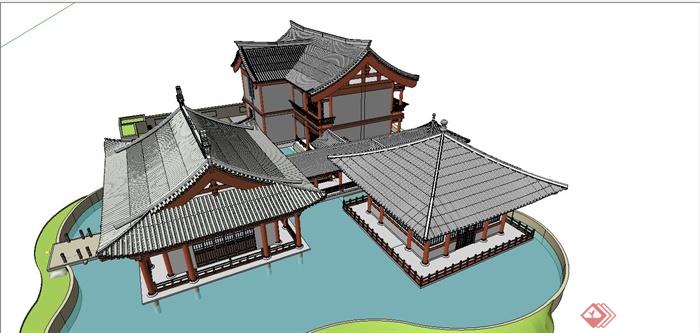 某古典中式风格古建筑设计合集SU模型(1)