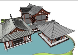 某古典中式风格古建筑设计合集SU(草图大师)模型