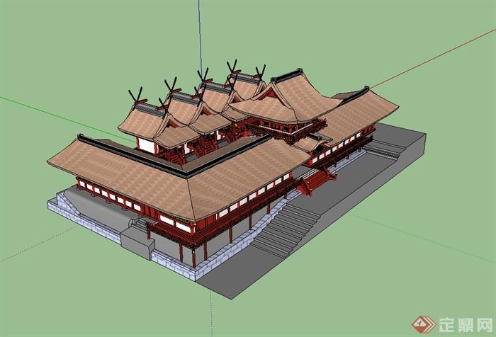 古典中式风格旅游景区建筑su模型(1)