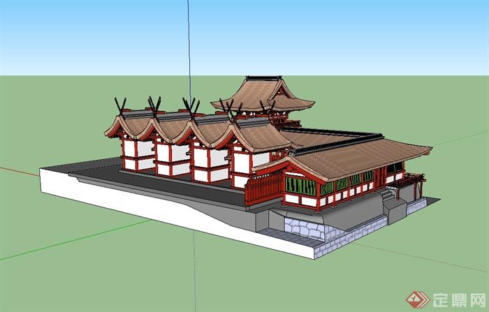 古典中式风格旅游景区建筑su模型(2)