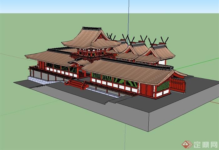 古典中式风格旅游景区建筑su模型(3)