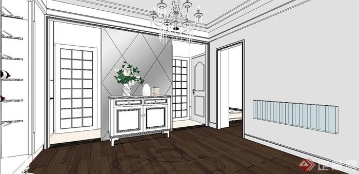 某美式风格客厅室内装饰设计SU模型(3)