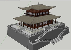 某古典中式风格景区楼阁建筑设计SU(草图大师)模型