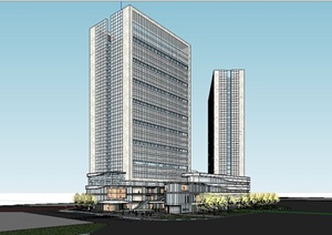 某现代风格高层商业酒店建筑设计SU(草图大师)模型