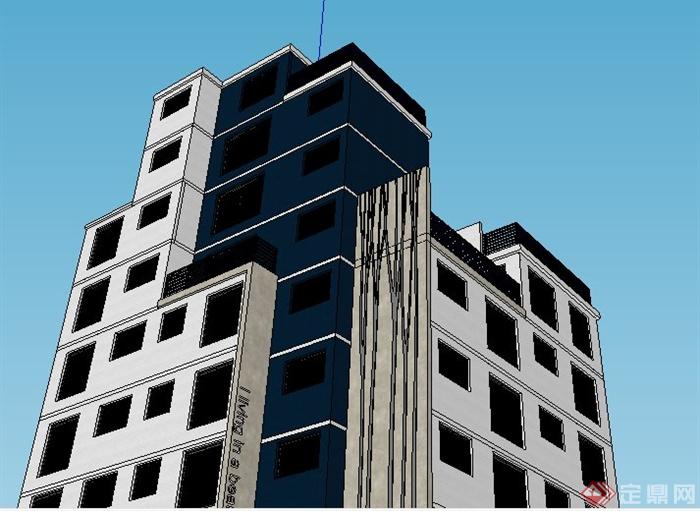 某现代简约8层办公楼建筑设计su模型(3)