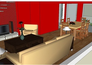 现代复式住宅家装室内装修设计SU(草图大师)模型