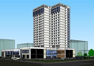 简约高层酒店建筑设计SU(草图大师)模型
