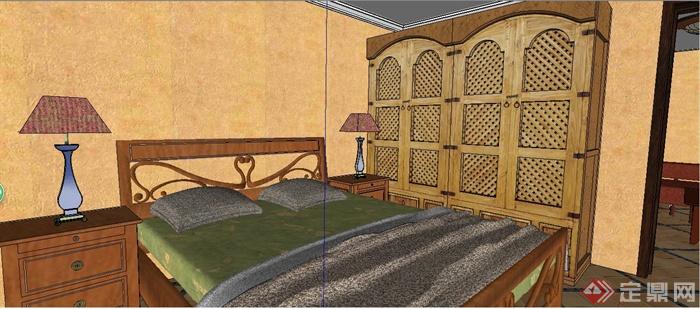 地中式风格复式住宅室内装修su模型(4)