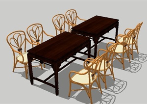 中式风格餐桌椅组合SU(草图大师)模型