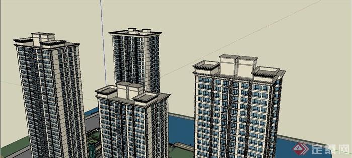 某精美欧式风格商住小区建筑设计SU模型(4)