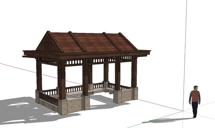 中式景观亭单体设计su模型