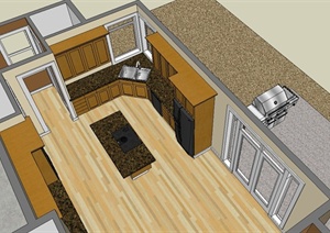 某欧式风格厨房室内装饰设计SU(草图大师)模型