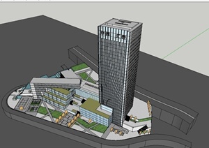 某现代风格高层精致办公大楼建筑设计SU(草图大师)模型