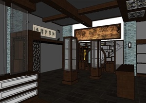 某中式古典茶馆室内设计SU(草图大师)模型