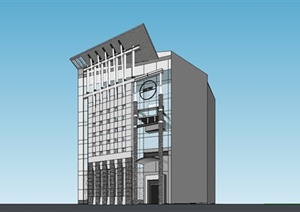 某现代风格多层简约办公楼建筑设计SU(草图大师)模型