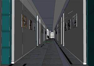 某现代风格学校走廊室内装饰设计SU(草图大师)模型