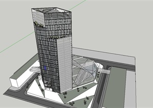 某现代风格高层简约办公楼建筑设计SU(草图大师)模型