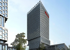 现代风格高层滨河酒店建筑楼设计SU(草图大师)模型