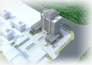 某现代风格高层详细酒店建筑设计SU(草图大师)模型