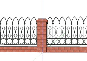 欧式风格小区栏杆围墙设计SU(草图大师)模型